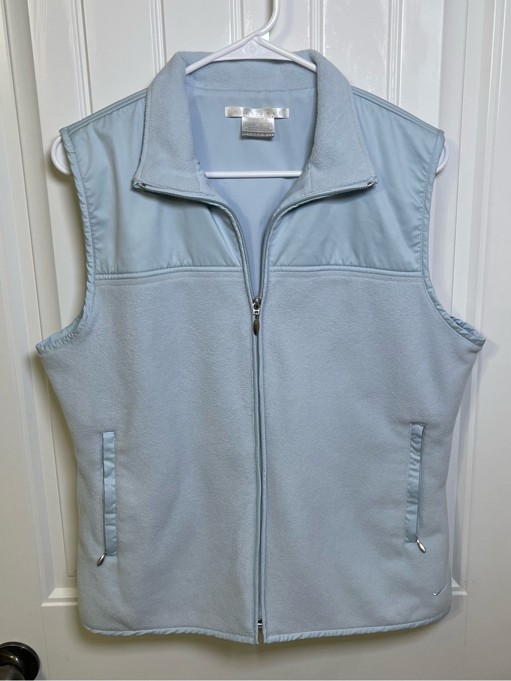 Nike Golf Womens Size Large Light Blue Therma-FIT Fleece Vest Full Zip
